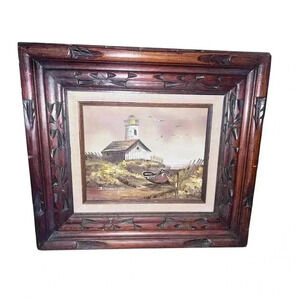 Vintage Original Painting by Everett Woodson Oil on Canvas framed 18x 16